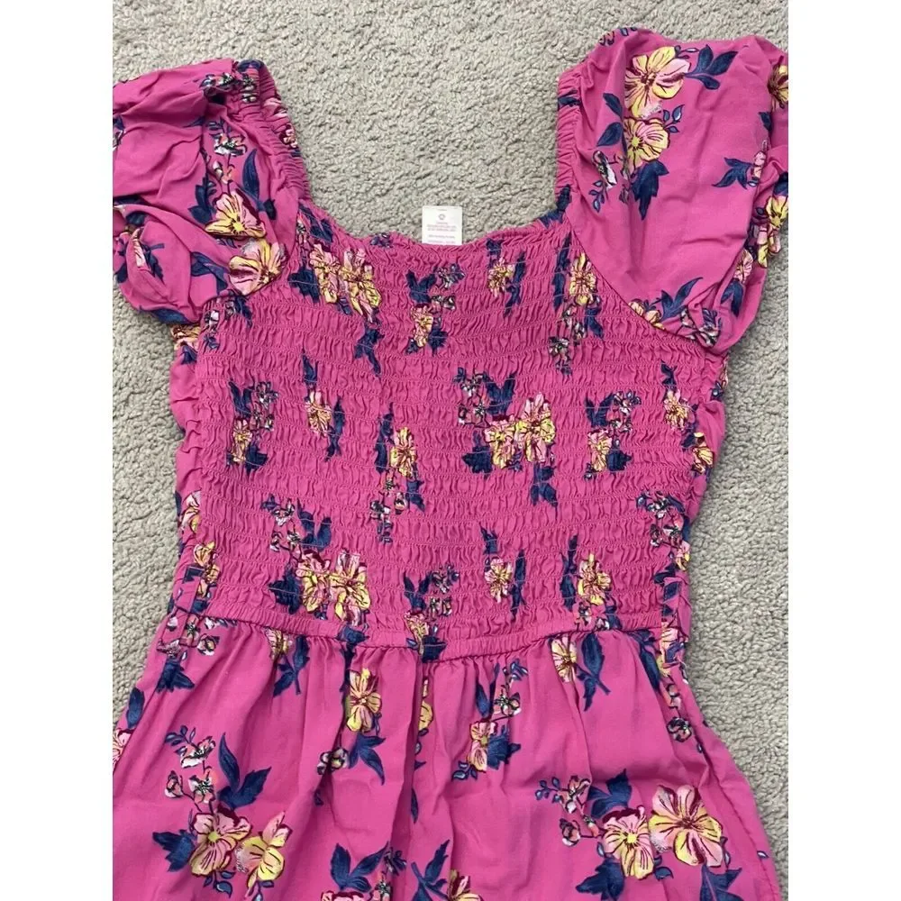 JUSTICE 10/12‎ Pink Floral Cropped Jumpsuit Belted Off Shoulders